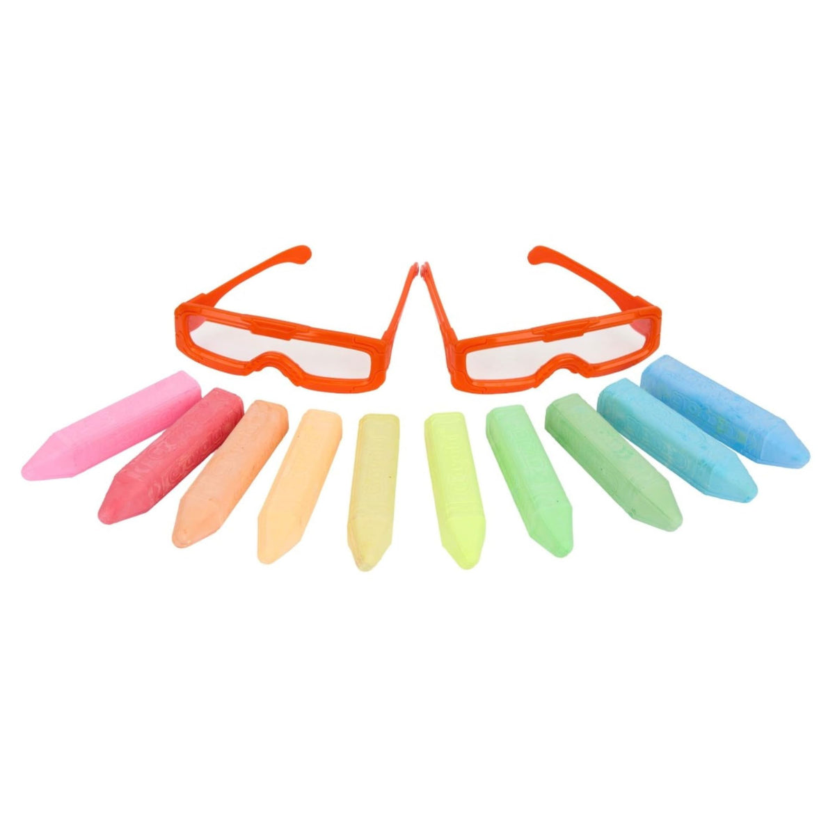 Crayola Neon 3D Washable Sidewalk Chalk Set, 10 Chalk Sticks with 2 Pairs of 3D Glasses, Ages 4+