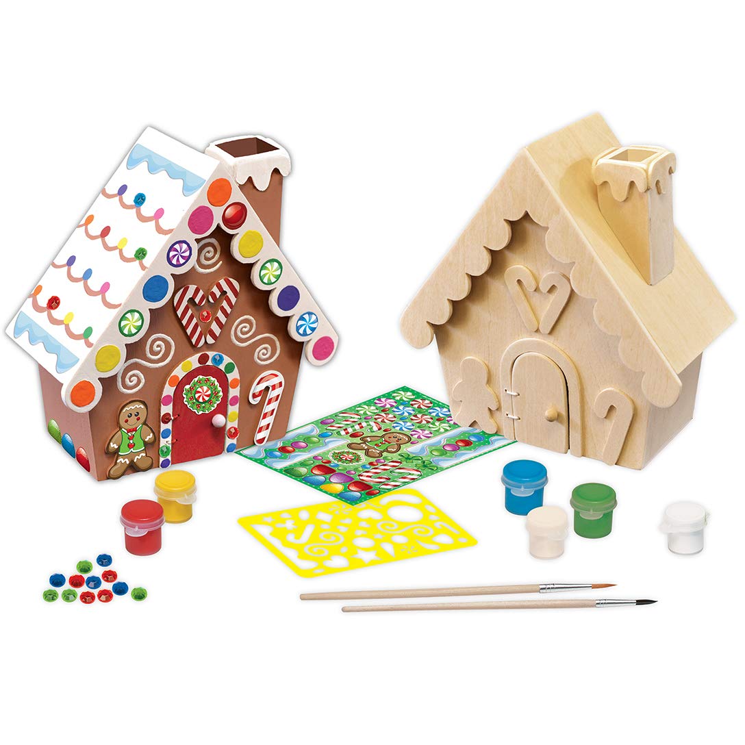 Works of Ahhh Holiday Craft Set - Gingerbread House Wood Paint Kit - Comes with Everything You Need