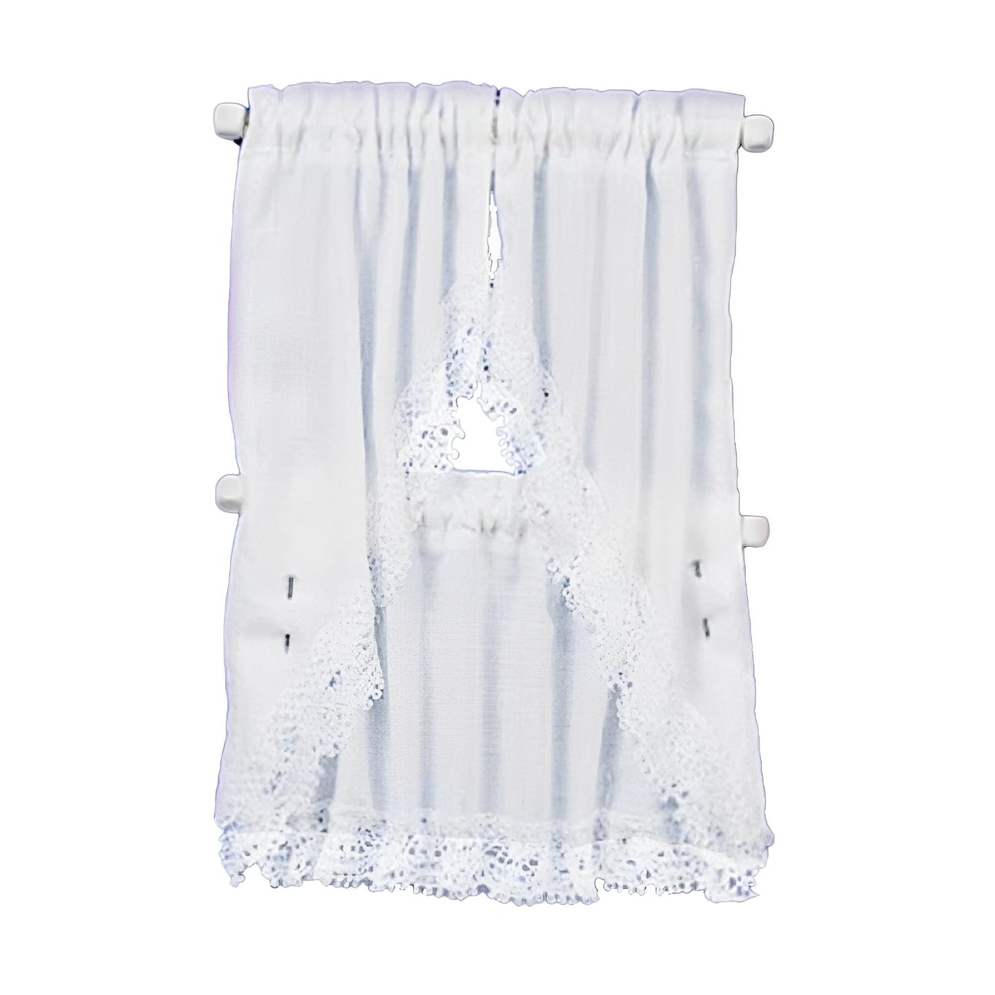 Melody Jane Dollhouse White Kitchen Curtains & Valance on Rail Miniature Window Accessory