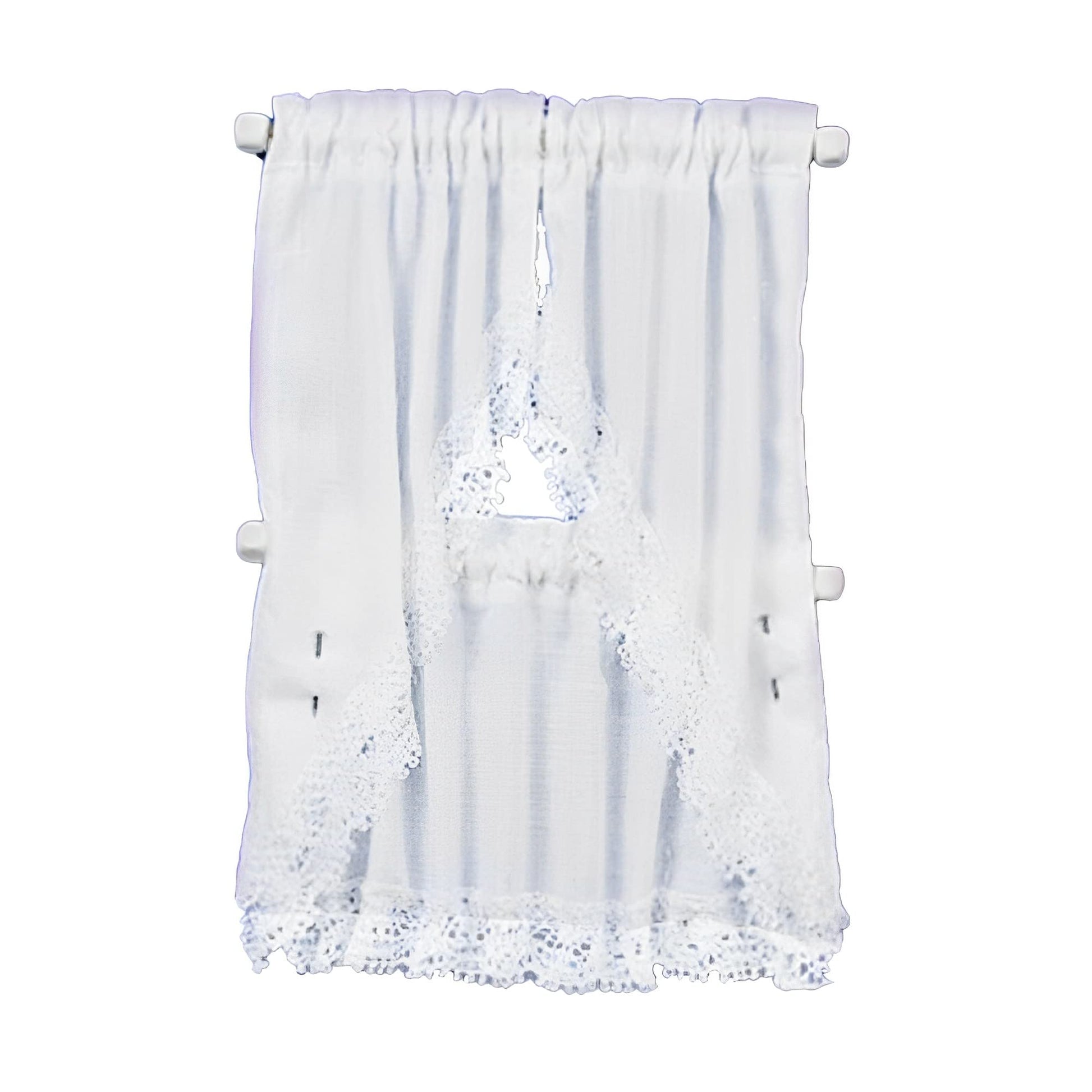 Melody Jane Dollhouse White Kitchen Curtains & Valance on Rail Miniature Window Accessory