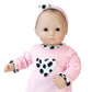 Sophia's 3 Piece Long Sleeve Velour Shirt, Dalmatian Print Pants and Matching Headband Set for 15 Inch Baby Dolls, Pink/Black