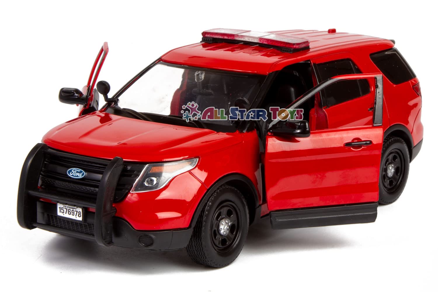 Motormax All Star Toys 1/24 Fire Department Diecast Model 2015 Ford Police Interceptor Utility Fire Marshal, Fire Chief Vehicle, Fire Truck Unmarked