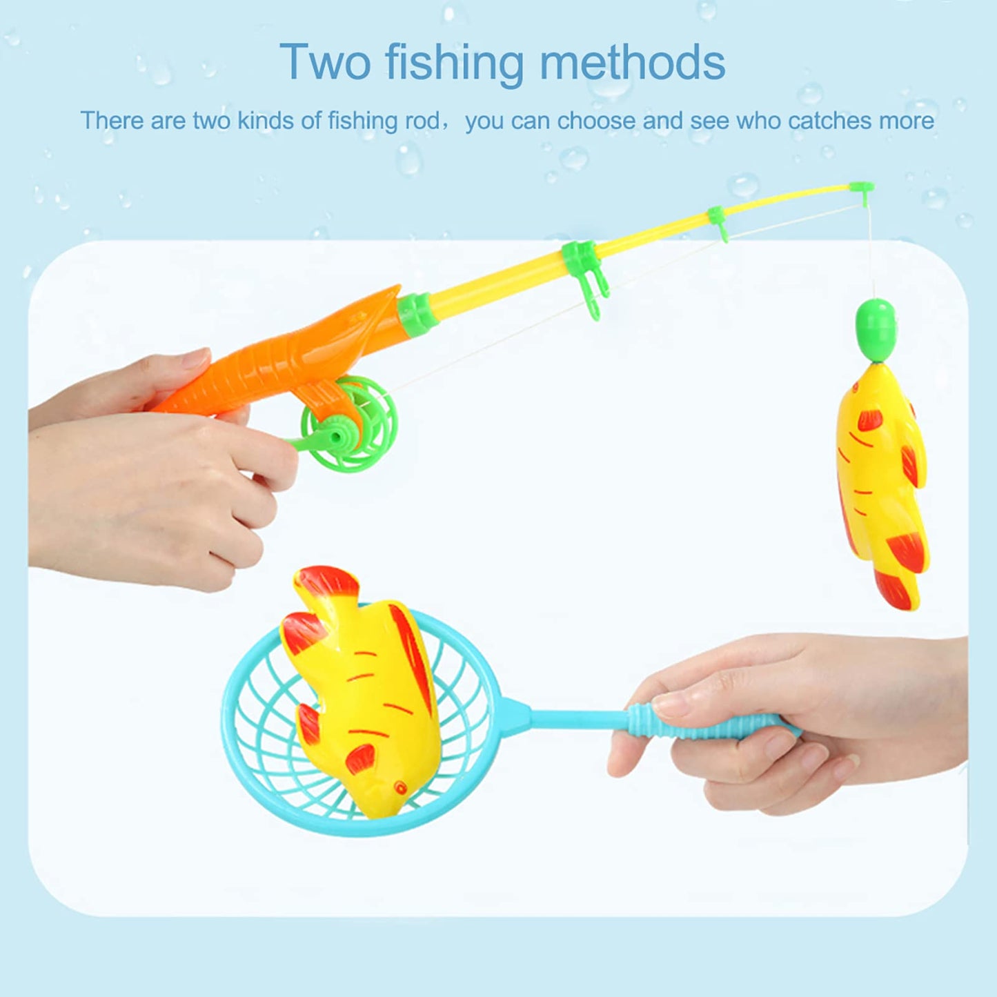 FIVEDAOGANG Magnetic Fishing Game 45 PC Ocean Sea Floating Fish Colorful Animals with Net Portable Storage Bag | Kiddie Pool Bathtub Game for Age 3 4