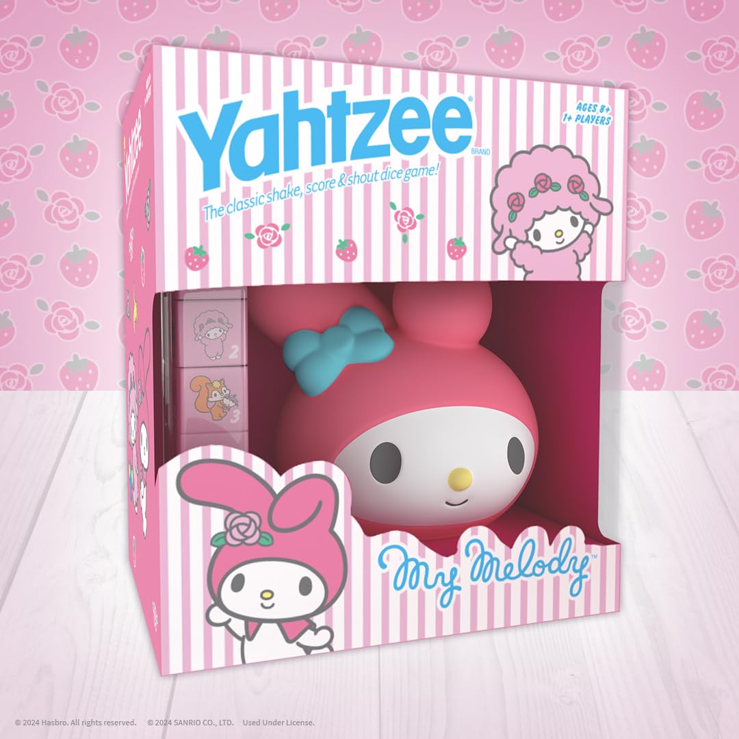 Yahtzee: My Melody Dice Game, Collectible Hello Kitty & Friends Dice Cup Featuring Adorable Artwork, Classic Game Based on Hello Kitty & Friends