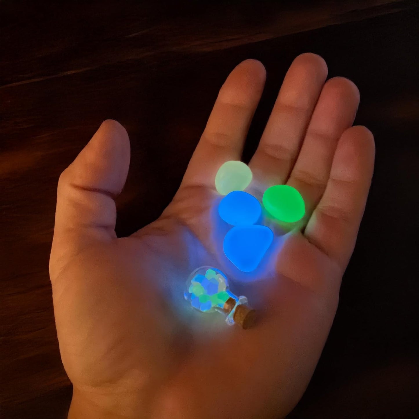 Miniature Gnome Magic Bottle with Glowing Stones, Fairy Garden Accessories, Gnome Door Decoration