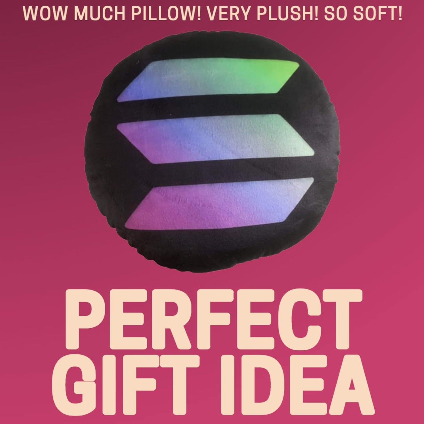 Solana Pillow - Round Stuffed Plush Crypto Pillow by BlockCraft.Shop SOL Plush Pillow