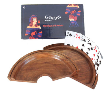 GENIUM GAMES Card Holder For Playing Cards (2) | Hands Free Playing Card Holders Made From High-Quality Mango Wood | Fits up to 25 cards | Ideal