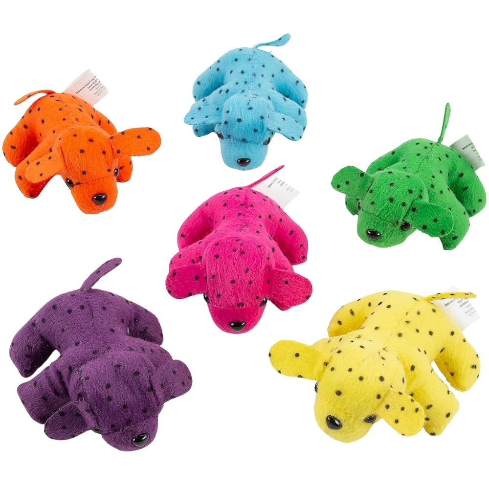 Plush Neon Dogs (1 dozen) - Bulk, Assorted Colors