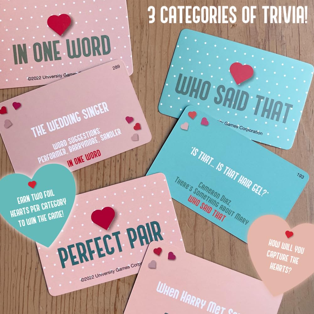 ROM Com Team Trivia Game by University Games, Perfect for Date Nights Girls Nights and Party Game Night, for Ages 12 and Up and 4 or More Players