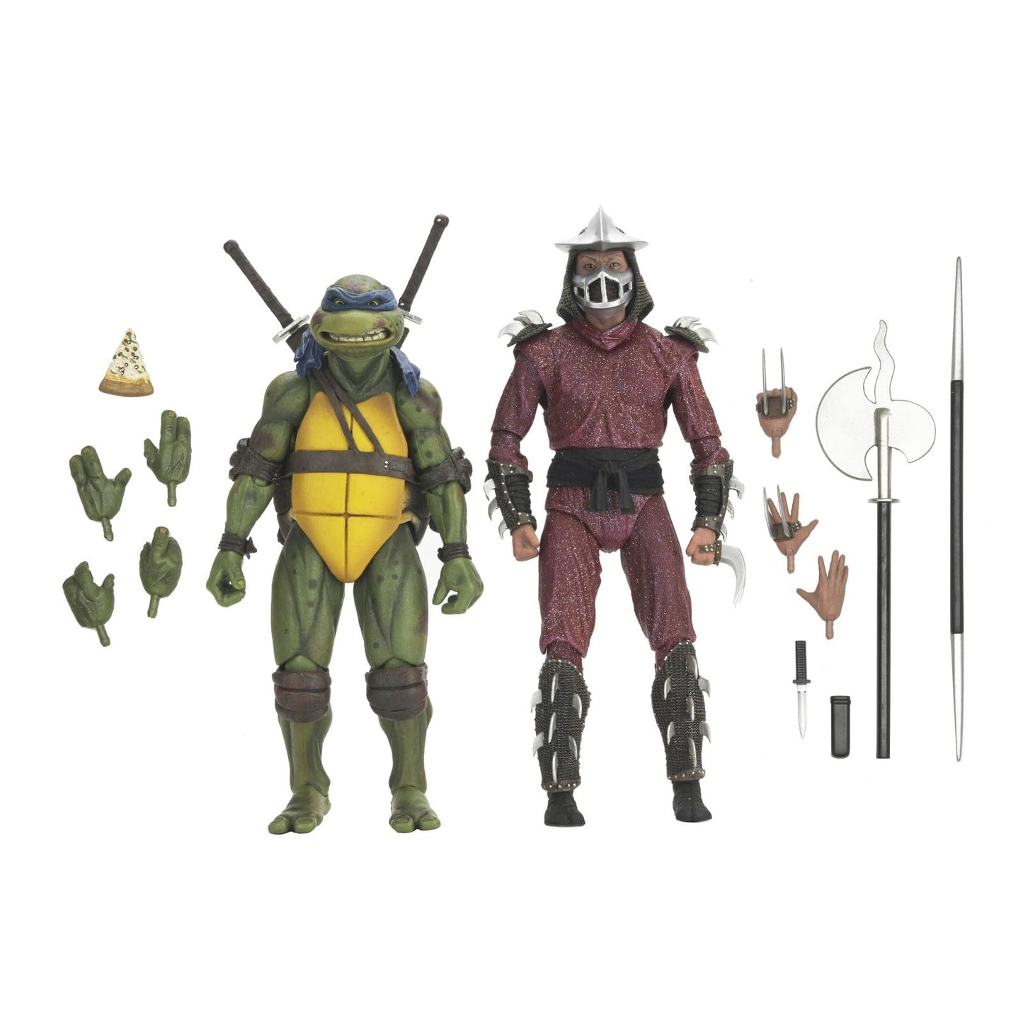 NECA Teenage Mutant Ninja Turtles Leonardo and Shredder Action Figures, 2-Pack with Accessories, Collectible Set