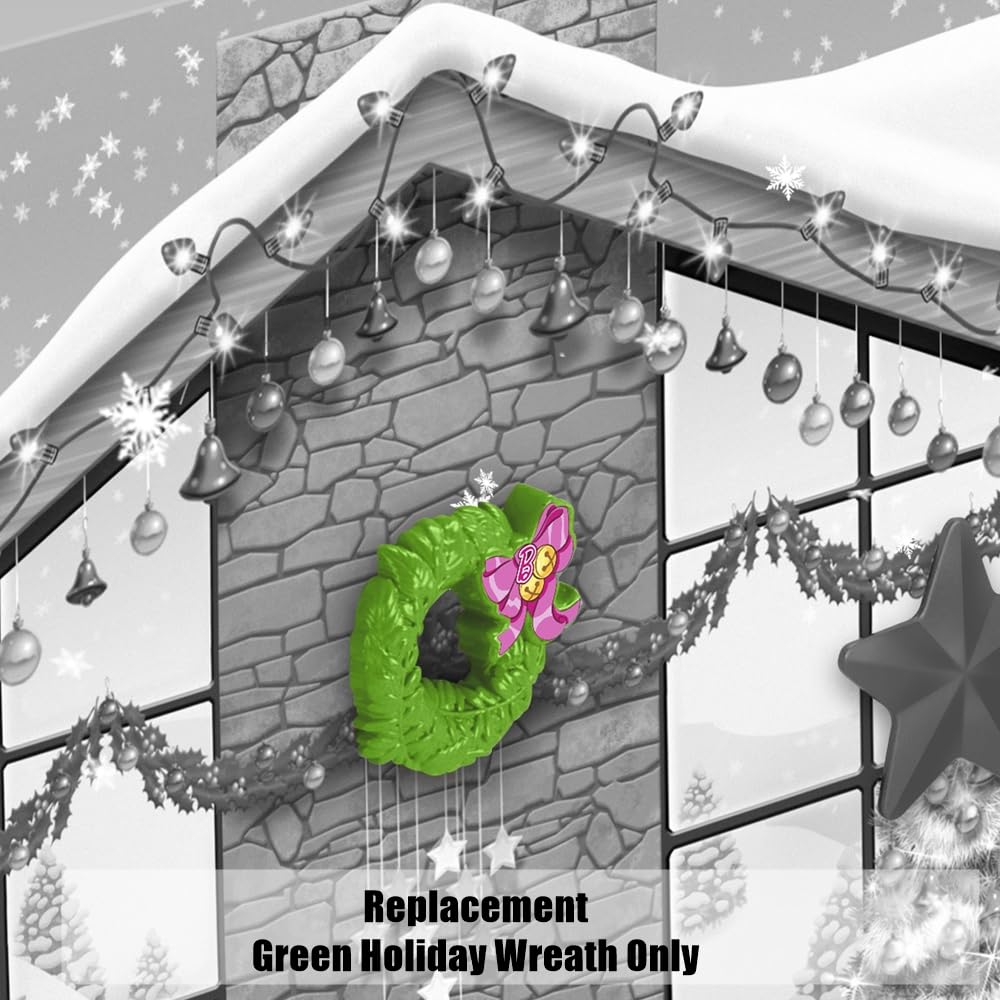 Replacement Part for Fisher-Price Little People Playset - HMK85 ~ Green Holiday Wreath fits on Front Door of Dollhouse ~ Inspired by Barbie Dollhouse