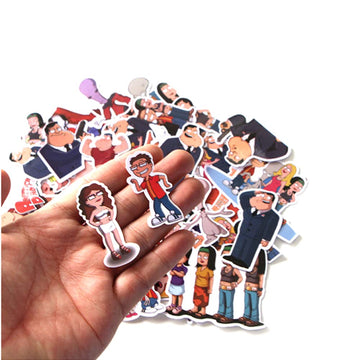 55Pcs Cute American Dad Cartoon Stickers, Which Can Be Affixed to Suitcases, Skateboards, Refrigerators, Laptops, Graffiti.Waterproof Animation Decal