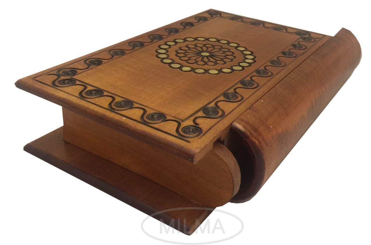 Book Style Wood Puzzle Box Polish Handmade Secret Trick Wooden Box Jewelry Box