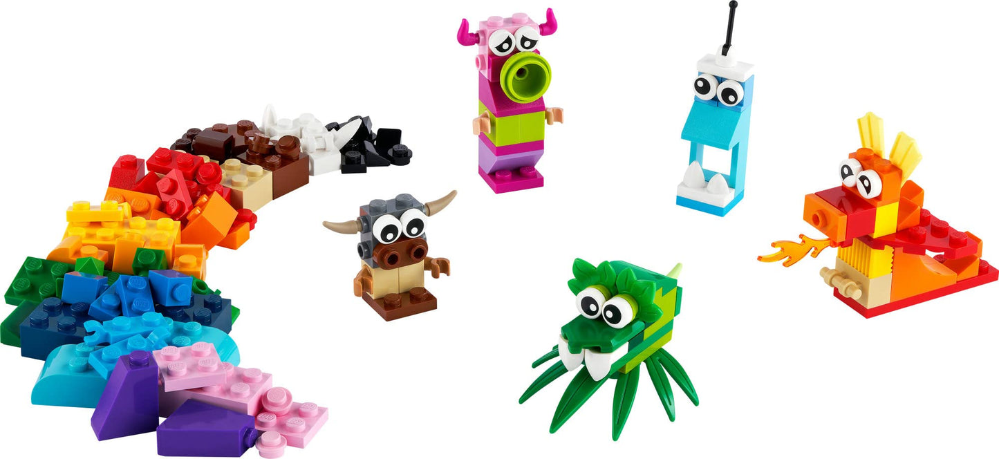 LEGO Classic Creative Monsters 11017 Building Toy Set, Includes 5 Monster Toy Mini Build Ideas to Inspire Creative Play for Kids Ages 4 and Up, Fun