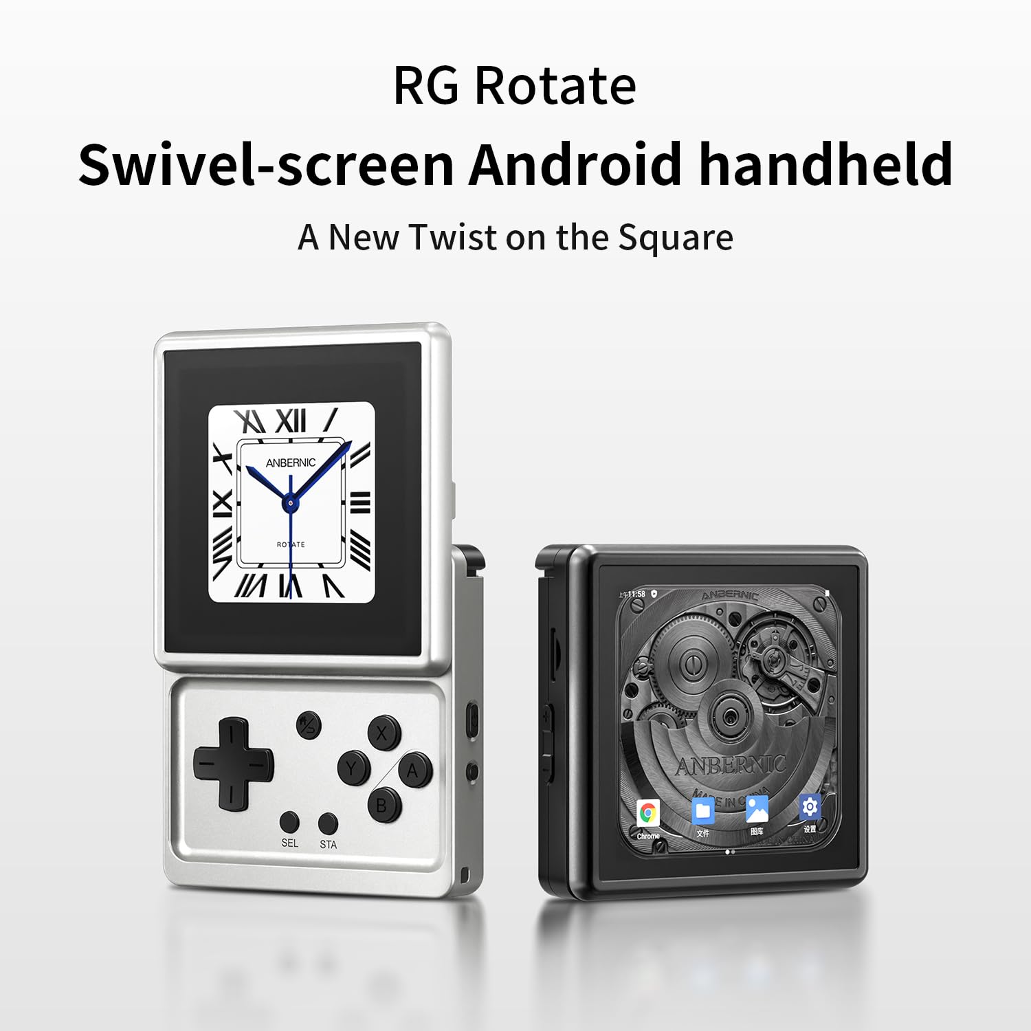 RG Rotate Retro Handheld Game Console Android 12 System Console with 3.5 inch Swivel Screen Unisoc T618 Chip 3GB+32GB, 2000mAh Aluminum Alloy Body