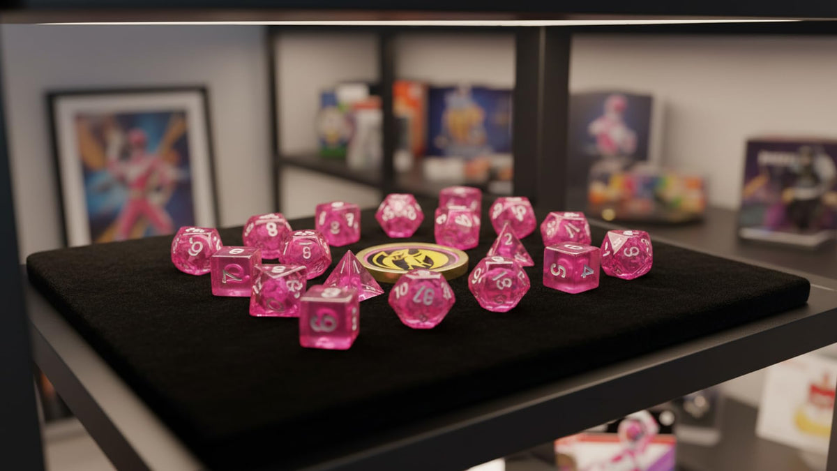 Renegade Game Studios Power Rangers Dice Set - 8-Piece Pink Polyhedral Dice