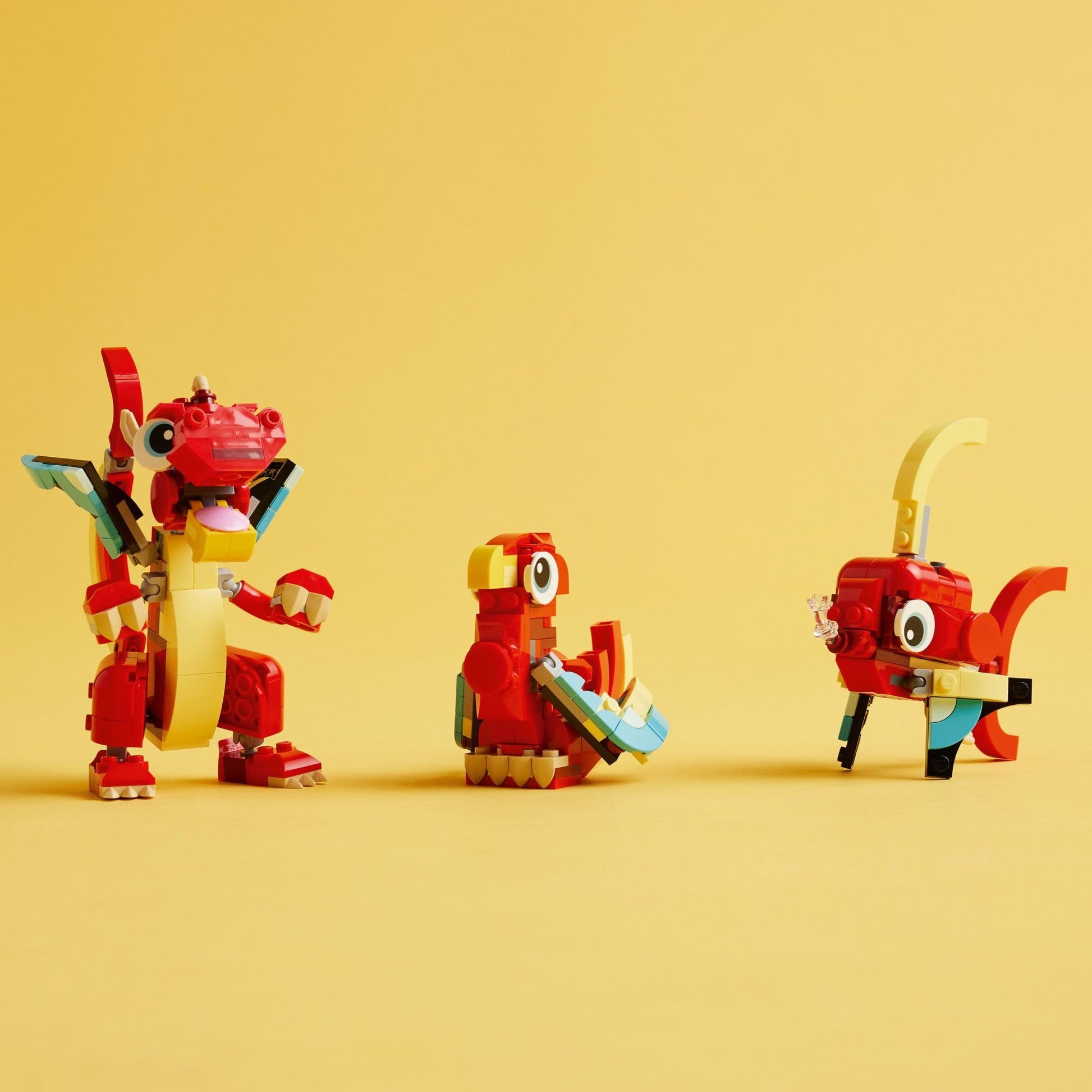 LEGO Creator 3 in 1 Red Dragon Toy, Transforms from Dragon to Fish to Phoenix, Gift Idea for Boys and Girls Ages 6 and Up, Animal Toy Set for Kids