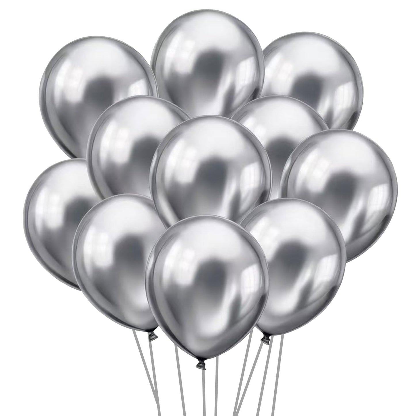 Ztikug 50pcs Silver Metallic Balloons 5 Inch Latex Balloons for Birthday Party