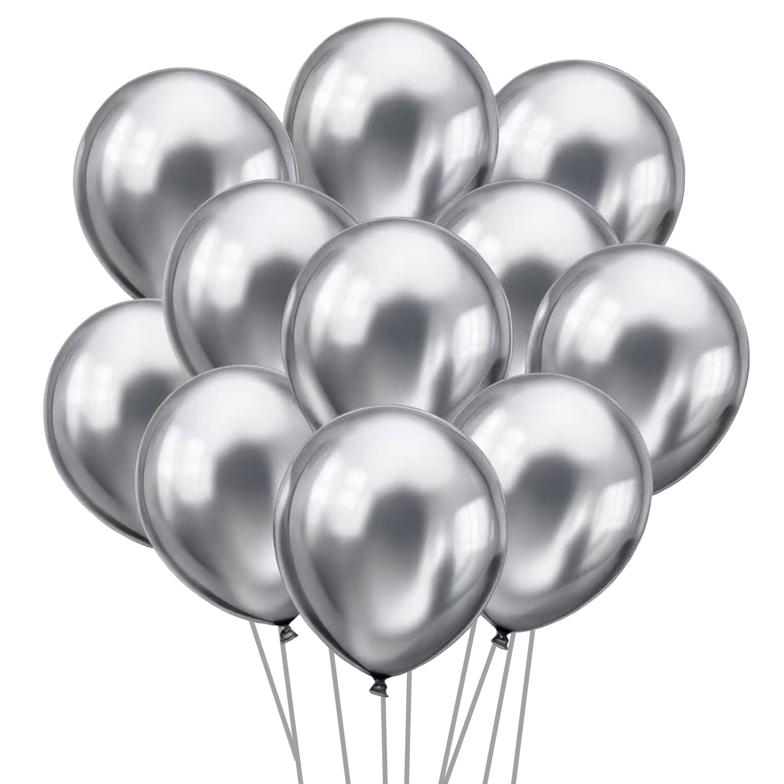 Ztikug 50pcs Silver Metallic Balloons 5 Inch Latex Balloons for Birthday Party