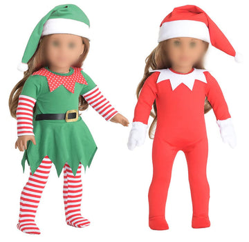 sweet dolly 18 inch Christmas Doll Clothes, 18 inch Christmas Elf Clothing Costume Santa's Little Helper Outfit for 18 inch Doll