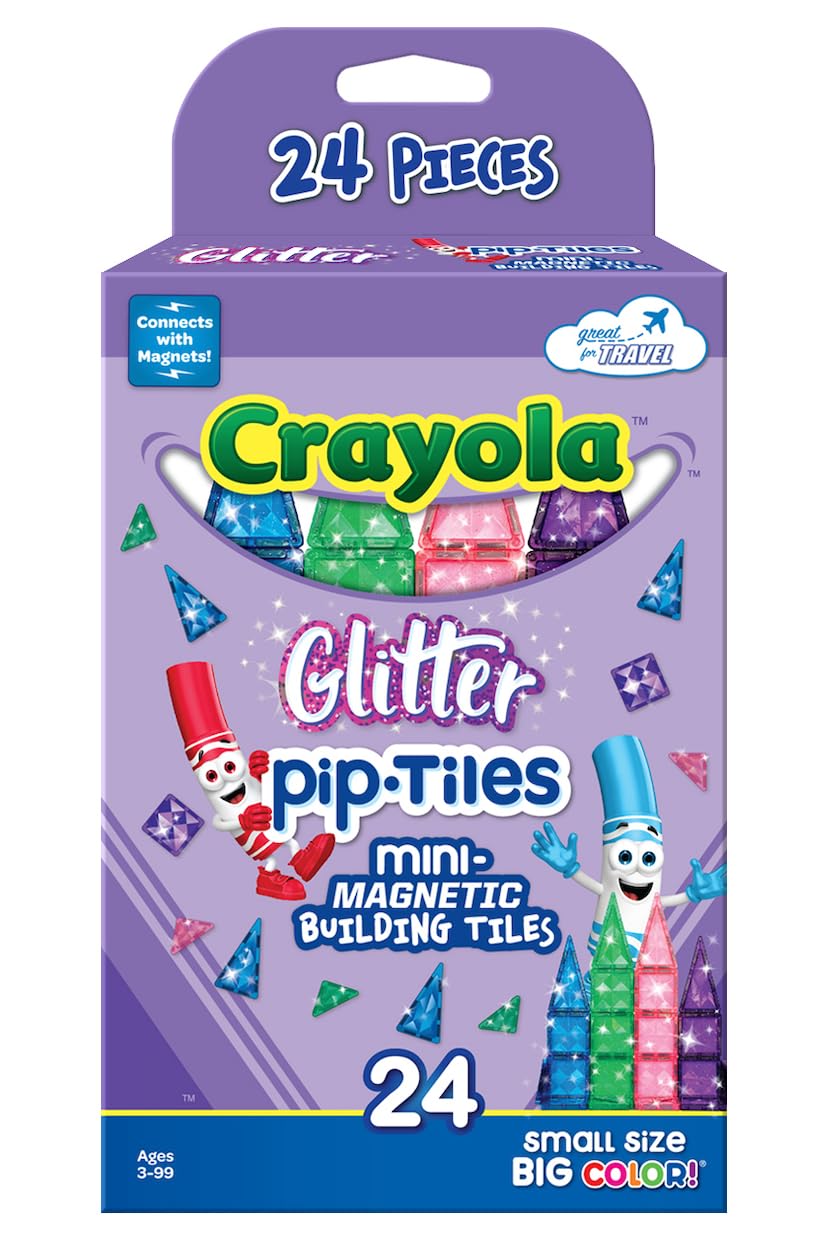 CreateOn Crayola Mini Magnetic PIP-Tiles, Building Set for Kids, Magnetic Building Toys for Kids, STEM Travel Toys for Boys and Girls Ages 3+