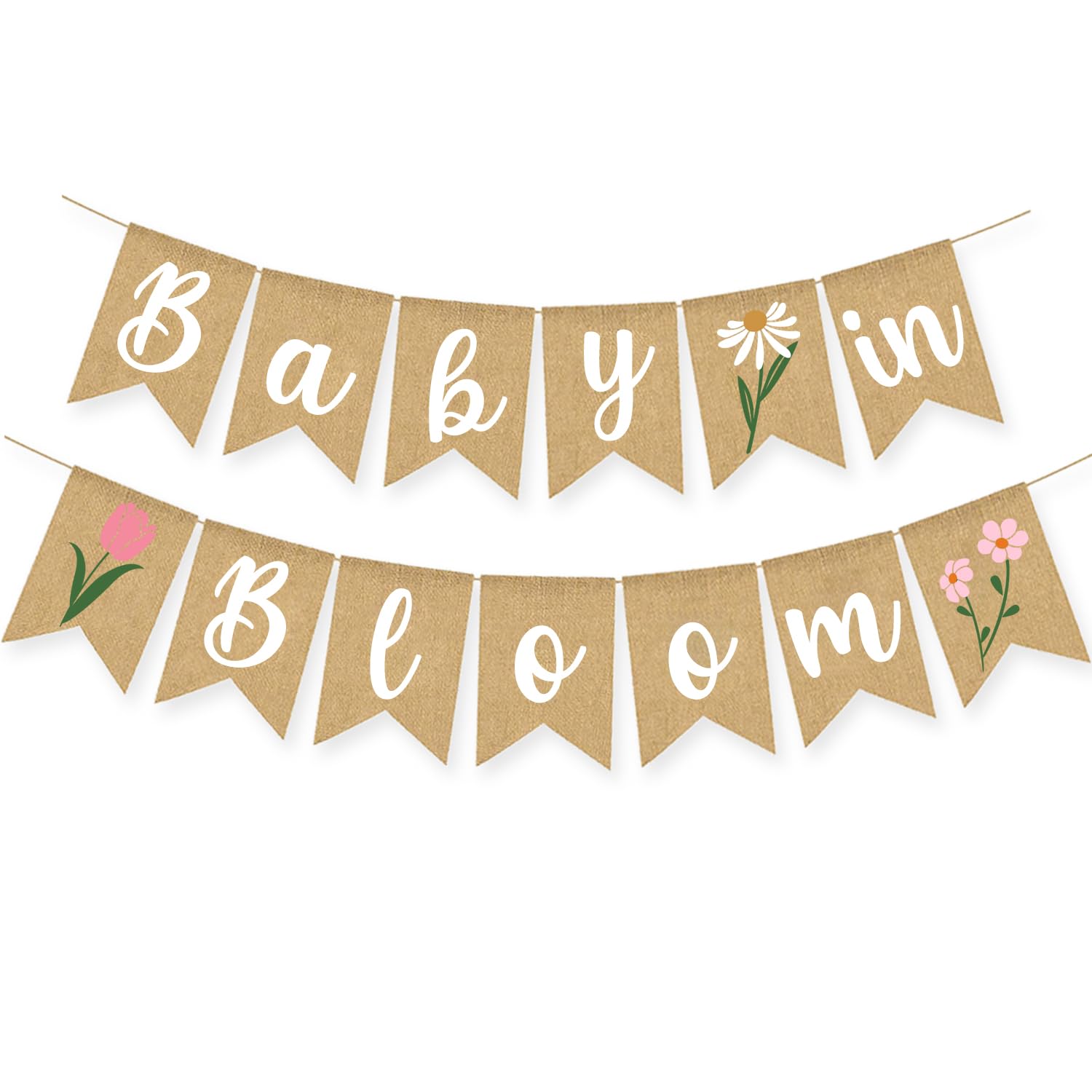 Baby In Bloom Baby Shower Decoration Banner Wildflower Burlap Garlands Floral Theme Sign Backdrop Pink