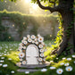 Cauaoa White Daisy Frame Fairy Door, Miniature Fairy Garden Accessories, Glow in The Dark, Outdoor Decor