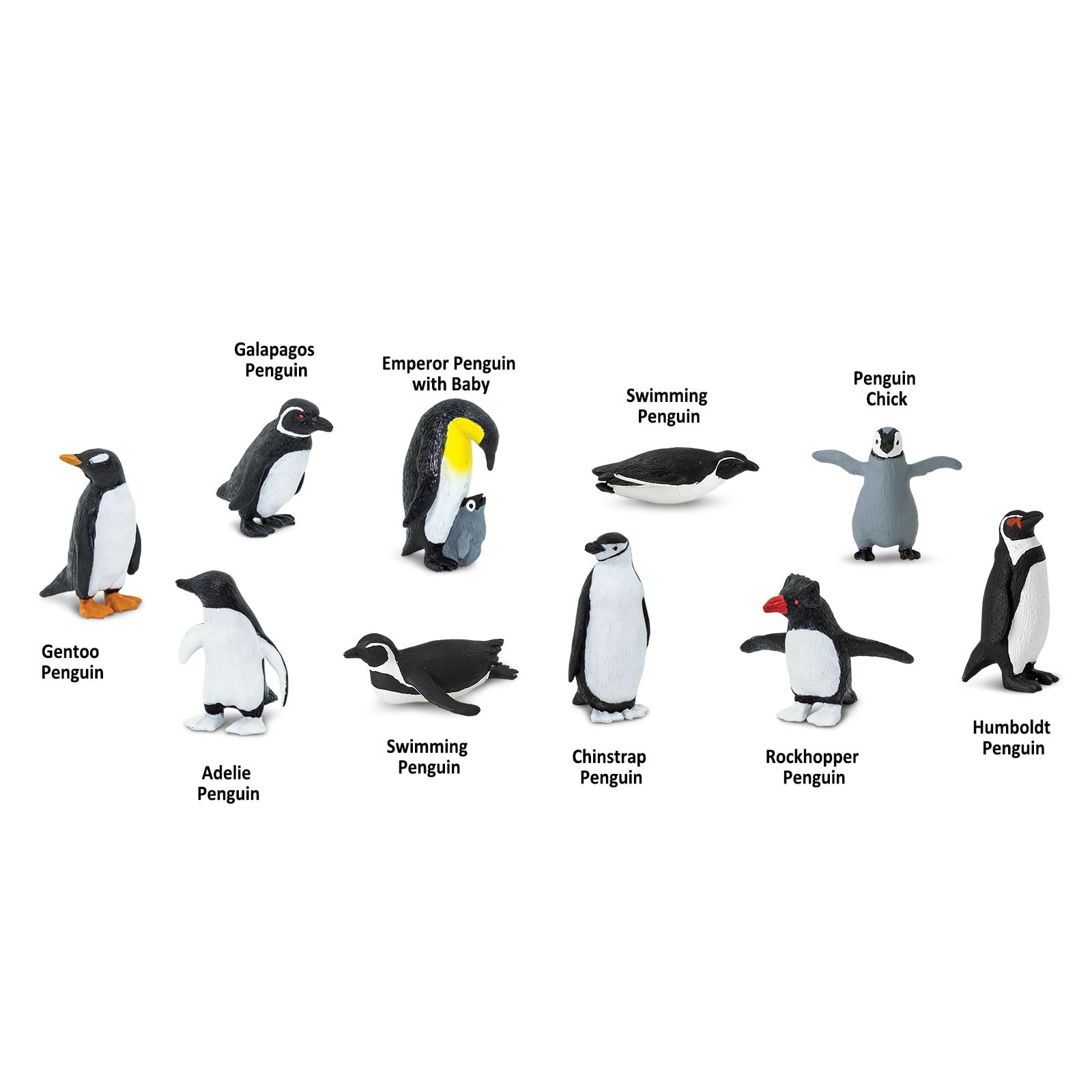 Safari Ltd. Penguins TOOB - Figurines of Gentoo, Humboldt, Chinstrap, Rockhopper, Galapagos, Adelie, Emperor Family, Penguin Chick - Educational Toy