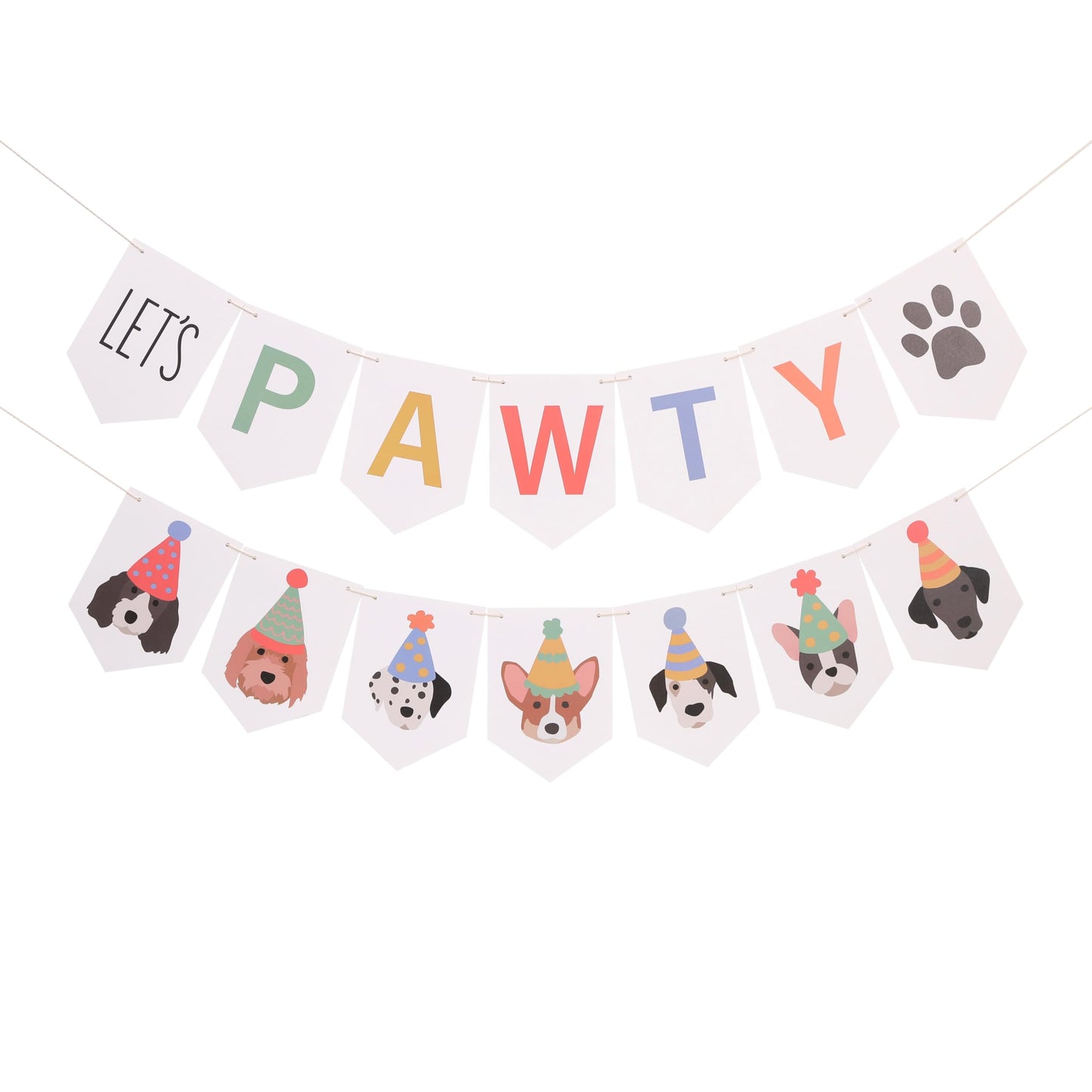 Let’s Pawty Dog Banner - Dog Happy Birthday Banner, Puppy Party Garland, Pet Birthday Decoration for Dogs Lovers, Puppy Shower or Adoption Celebration