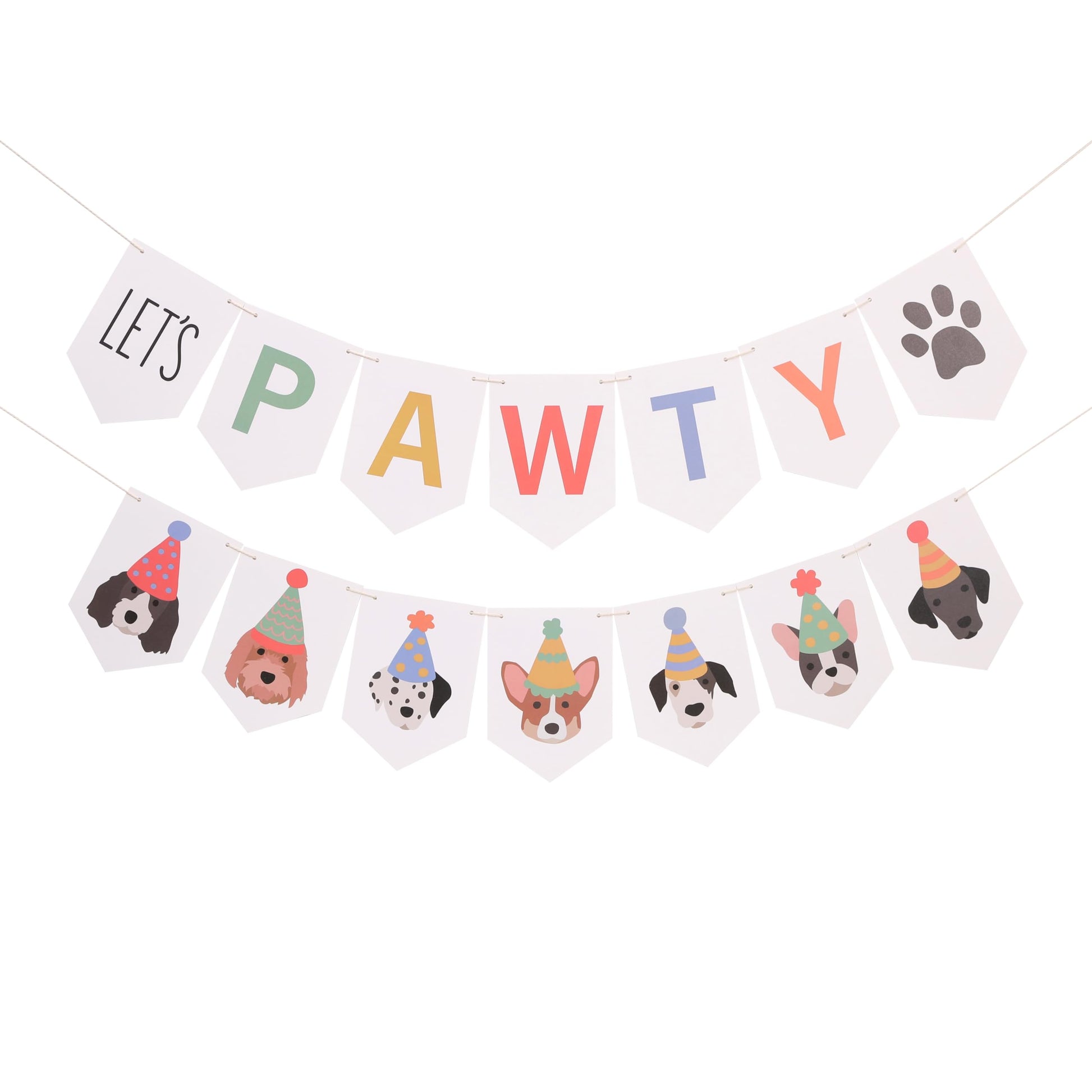 Let’s Pawty Dog Banner - Dog Happy Birthday Banner, Puppy Party Garland, Pet Birthday Decoration for Dogs Lovers, Puppy Shower or Adoption Celebration