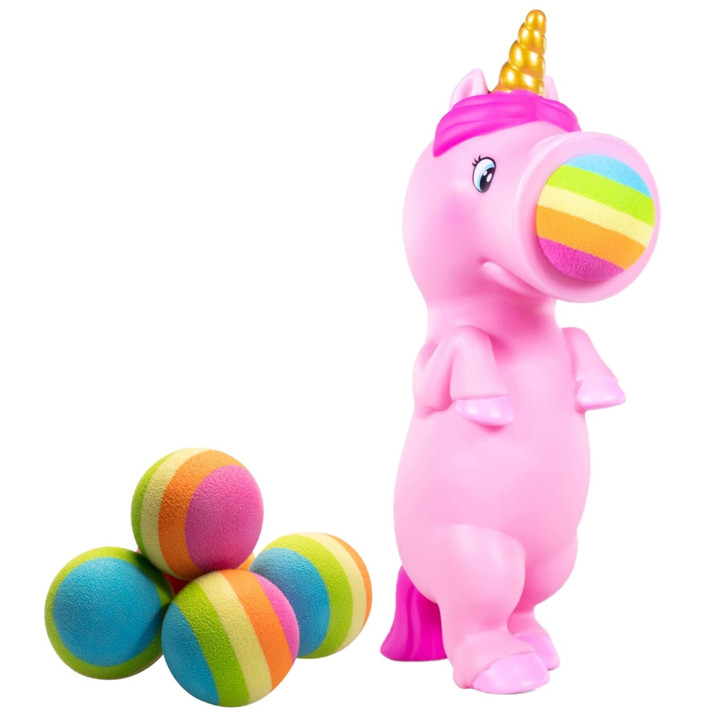 Hog Wild Pink Unicorn Ball Popper Toy - Includes 4 Soft Foam Balls - Squeeze to Pop Air Powered Balls Up to 20 Feet - Launcher Safe for Indoor/Outdoor