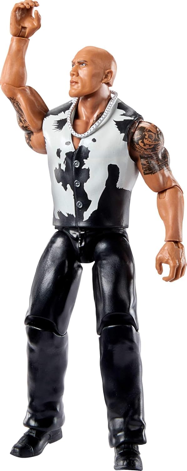 WWE Mattel The Rock Action Figure, Main Event Series Top Pick, 6-inch Collectible Superstar with 14 Articulation Points & Life-Like Look