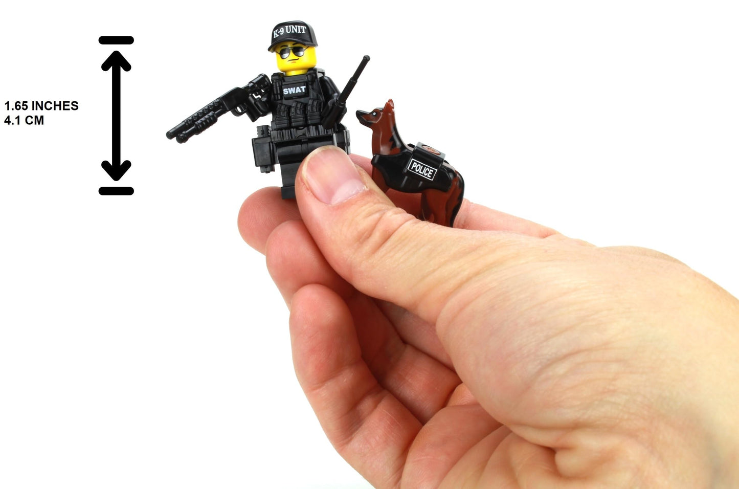 Battle Brick 1.6 Inches Tall Police K9 Tactical Assault Officer Collectible Minifigure | Genuine Minifig | Packaged in the USA | Great Gift for Ages