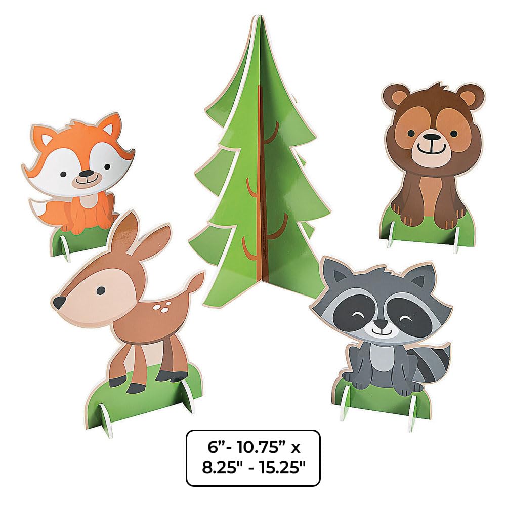 Fun Express - Woodland Party Centerpiece (5pc) for Birthday - Party Decor - General Decor - Centerpieces - Birthday - 5 Pieces
