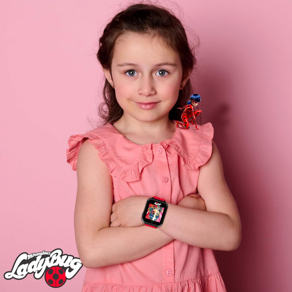 Miraculous Kids Interactive Smartwatch - Touchscreen Watch 10 Changeable Faces, Step Counter, Games, Selfie Cam, Alarm & Timer, Durable Silicone