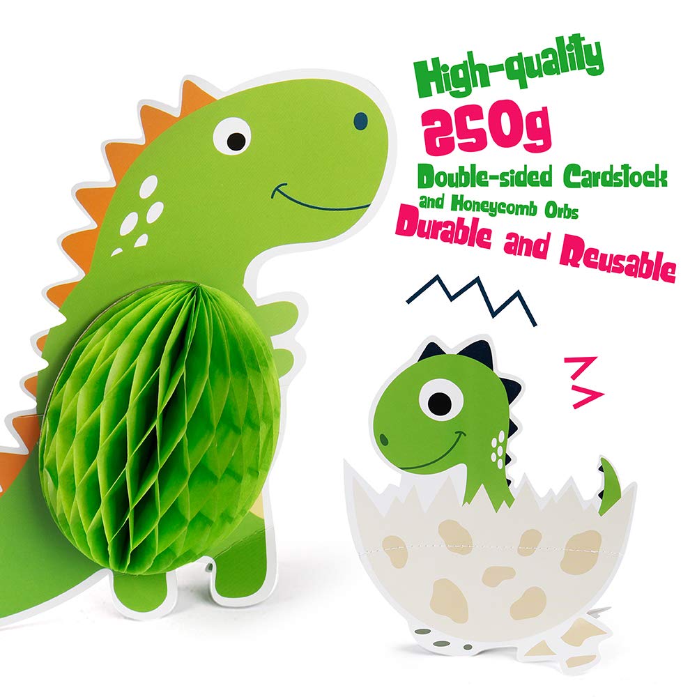 Mocoosy 12 Pieces Dinosaur Party Honeycomb Centerpieces Table Decorations, Dinosaur Birthday Party Supplies Paper Center Piece Table Topper for Kids