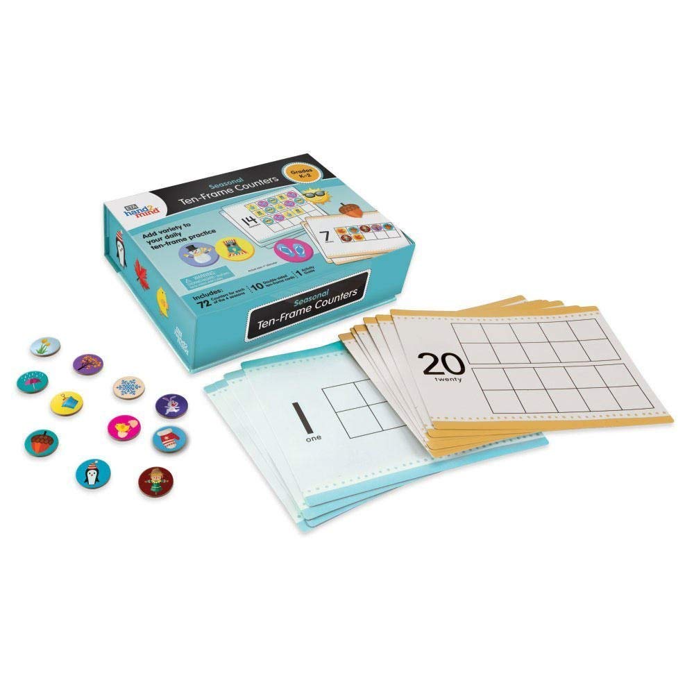 hand2mind Seasonal Ten Frames Math Counters for Kids, Math Counters Chips for Counting and Sorting, Kindergarten Learning Games, Counting Toys, Math