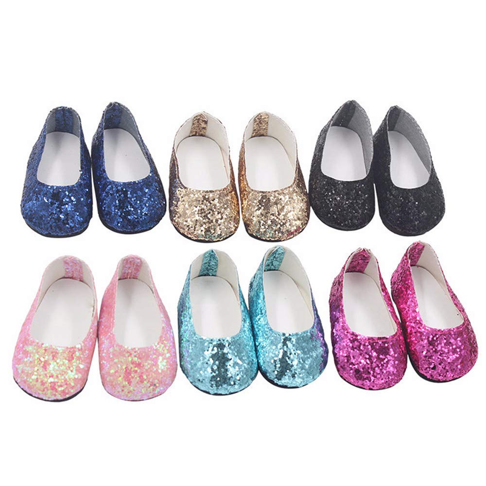 yijing Doll Accessories,Six Pair 18 Inch America Doll's Shoes,Suitable for 18 inch Doll?More Than 3 Months?