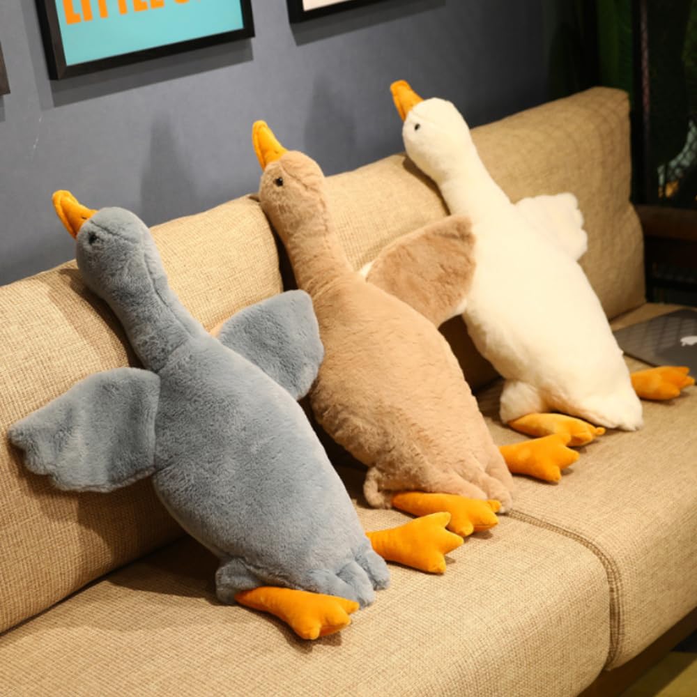 OPHRBU Goose Plush Toy Pillow, Soft and Fluffy swan Stuffed Animal Pillow, Gift for Kids and Friends. 1piece (Grey 19.8 inches)