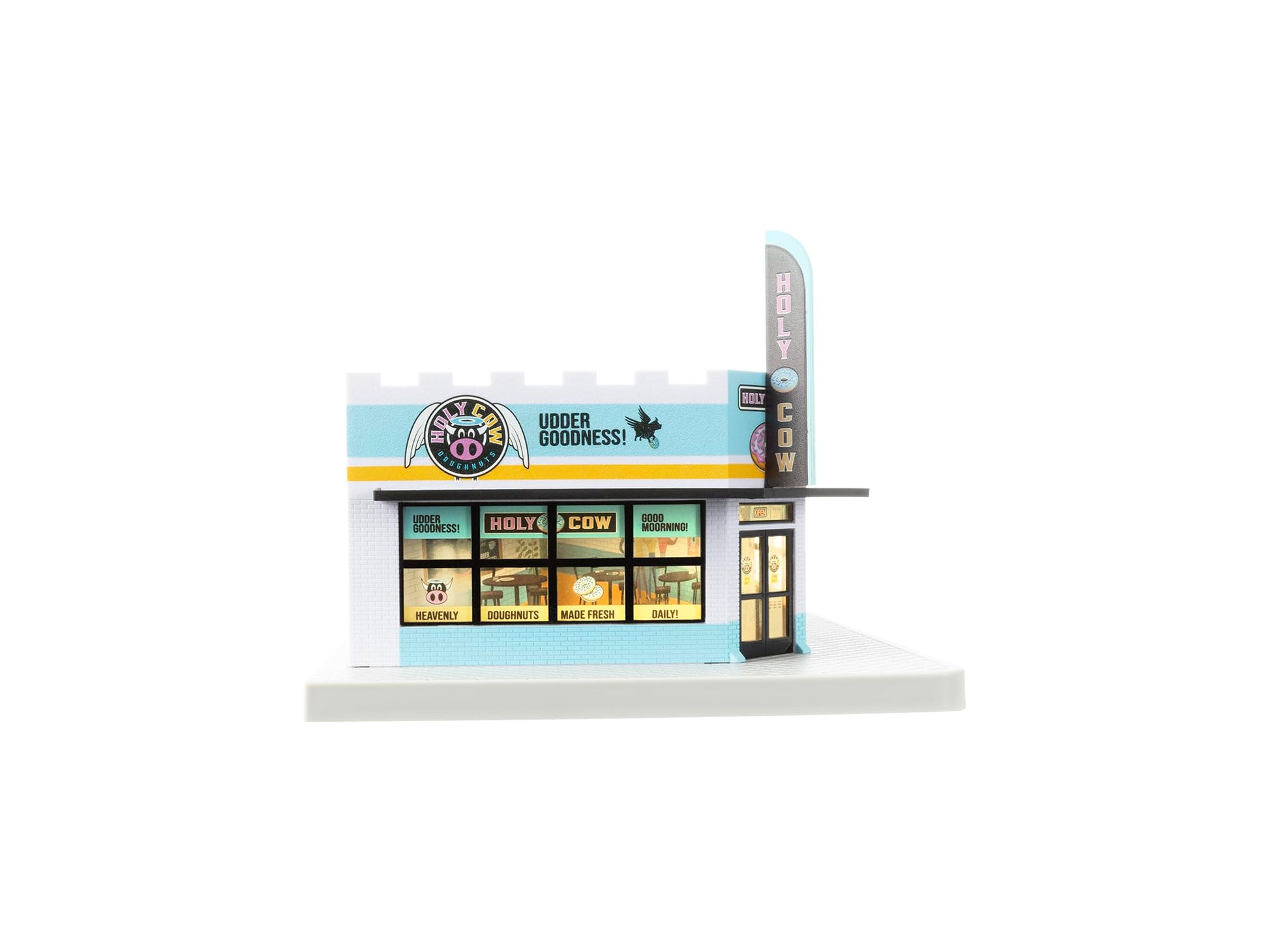 Lionel Holy Cow Donuts & Coffee Shop Plug-Expand-Play O Gauge Model Train Accessory - Illuminated Railroad Building, Age 14+