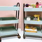 EatingBiting 1:6 sacle Miniature Furniture Cart Miniature Handcart Rolling Cart 3 Layers Storage with Wheels Furniture Mini House Kitchen Restaurant