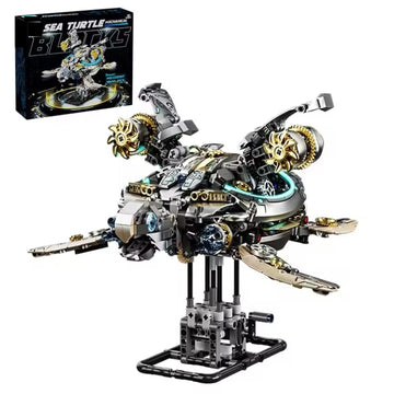 YAOZEBIN Mechanical Sea Turtle Building Block Set - STEM Toys for Boys & Girls 8-12+, Deep Sea Ocean Creature Kit, Home/Office Decor with Light, Great