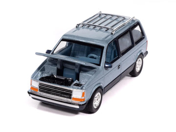 1987 Voyager Van Ice Metallic and Twilight Blue Metallic 2-Tone with Blue Interior Mighty Minivans Series 1/64 Diecast Model Car by Auto World
