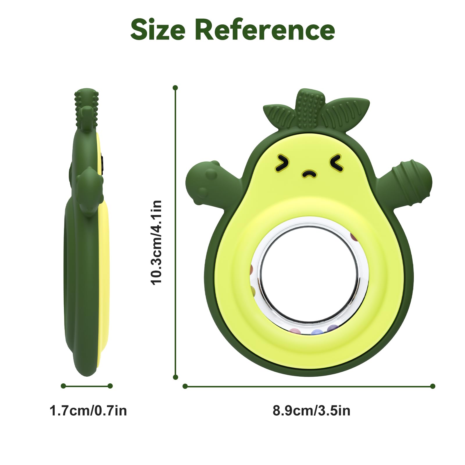 Baby Rattles Teething Toy for Babies 0-6 Months, Avocado Design BPA Free, Teething Relief for Infant 3-24 Months, Silicone Teethers Boys and Girls