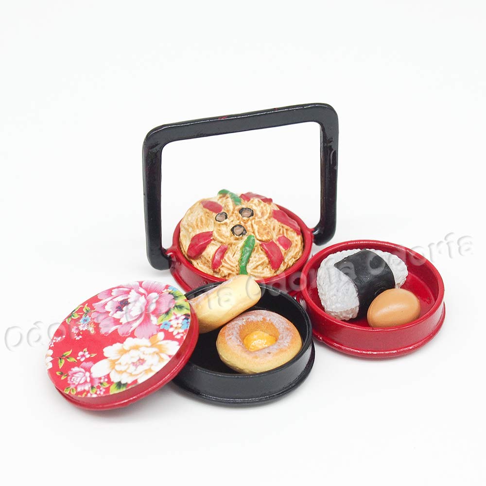 Odoria 1/12 Miniature 3-Tier Lunch Box Bento Dollhouse Decoration Accessories