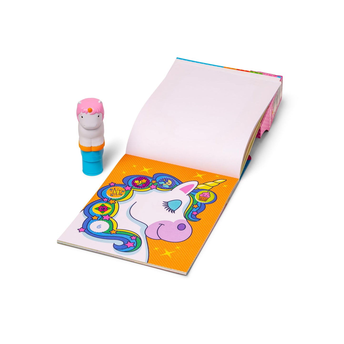 Melissa & Doug Sticker Wow!™ 24-Page Activity Pad and Sticker Stamper, 300 Stickers, Arts and Crafts Fidget Toy Collectible Character - Unicorn