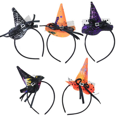 YADIRF 5 Pcs Headband Hairband Mini Pointy Witch Hat Lovely Hair Hoop Bowknot Cosplay For Funny Halloween Cosplay Costume Hair Accessories