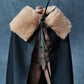 1:6 Scale Medival Knights Soldier Cloak for 12" Female Male Body Action Figure Clothes (Black Brown Collar)