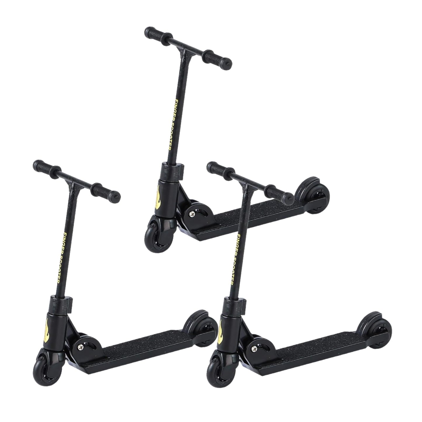 3Pcs Black T Head Finger Scooter,2-Wheeled Scooter,Foldable Finger Scooters with Brake,Finger Board Accessories,Educationa,Finger Toys,Non-Slip Fun