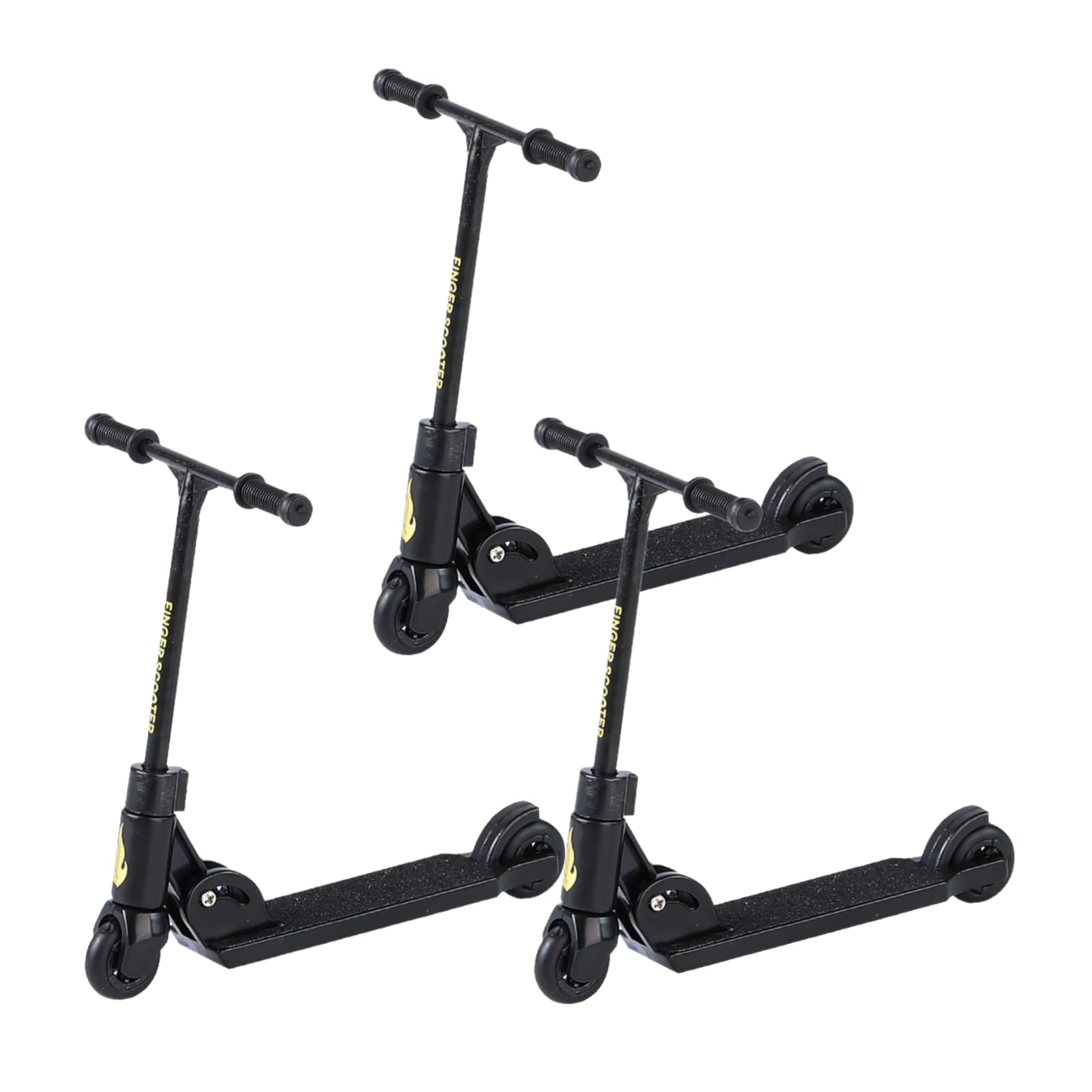 3Pcs Black T Head Finger Scooter,2-Wheeled Scooter,Foldable Finger Scooters with Brake,Finger Board Accessories,Educationa,Finger Toys,Non-Slip Fun